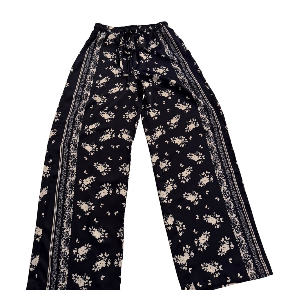 House of Harlow‎ 1960 Navy White Floral Wide Leg Palazzo Pants XS